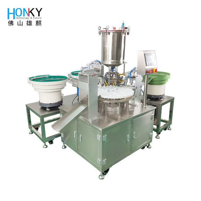 Compact Massage Cream Filling Machine with Ceramic Piston Pump 40-60BPM 10-25g Pump Range 5.1-8KG/CM2 Air Range